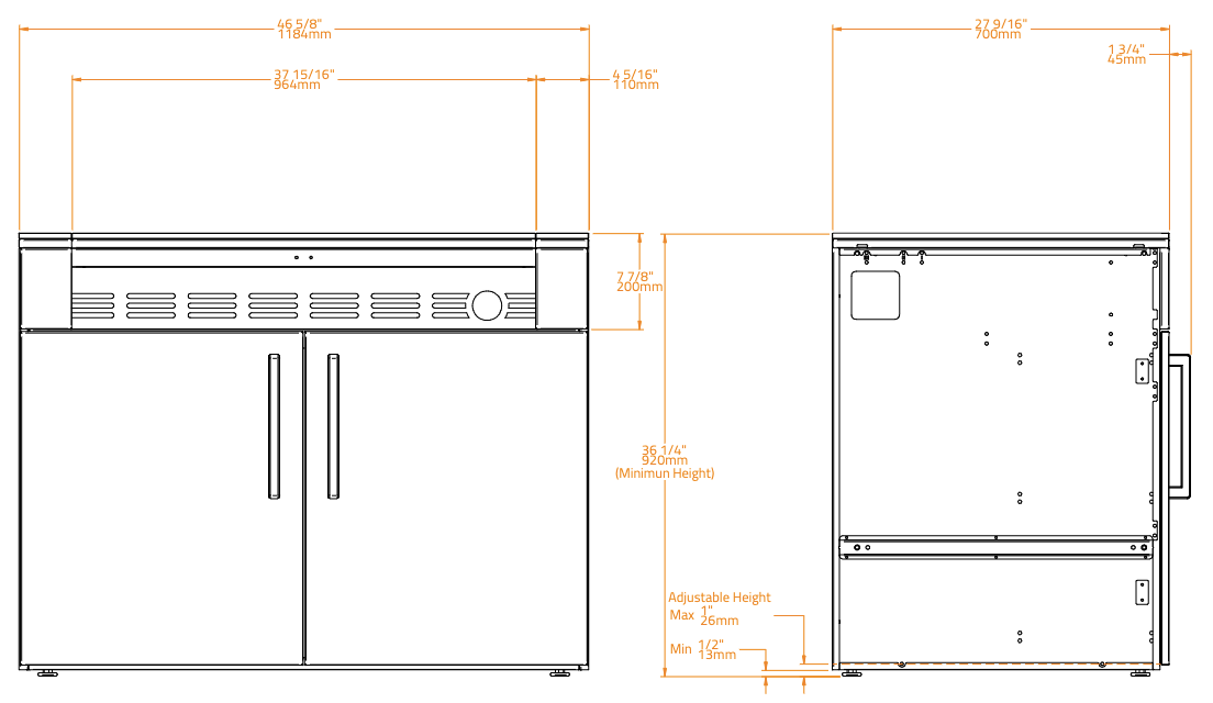 Brabura modul til indbygningsgrill (120 cm)