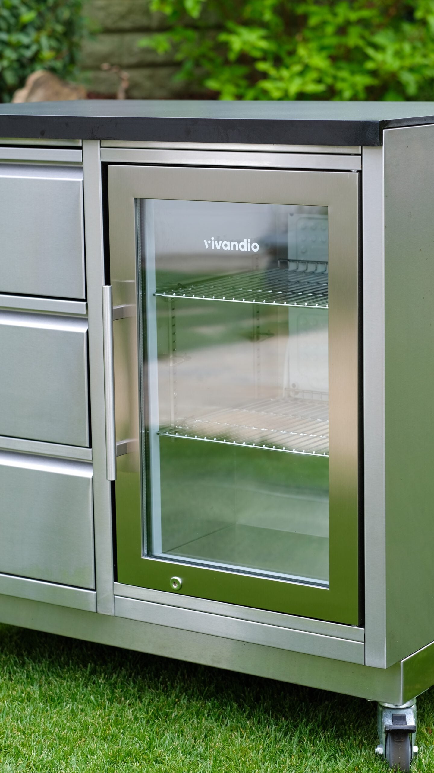 Udekøkkenmodul i rustfrit stål med 2 køleskabe