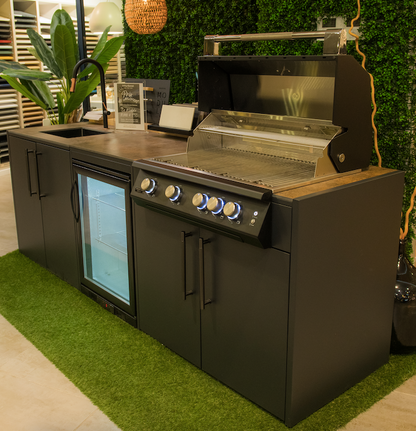 Modulært udekøkken med gasgrill, køleskab og vask