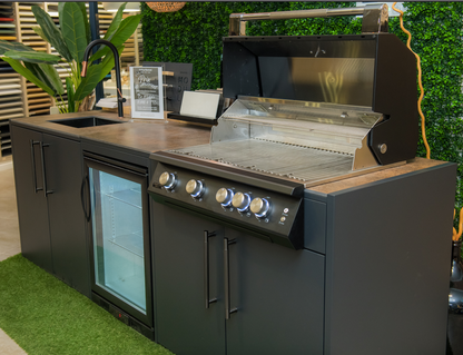 Modulært udekøkken med gasgrill, køleskab og vask