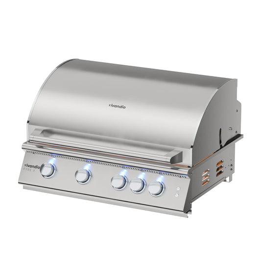 Vivandio FyreX gasgrill i rustfrit stål til indbygning i Elements modul